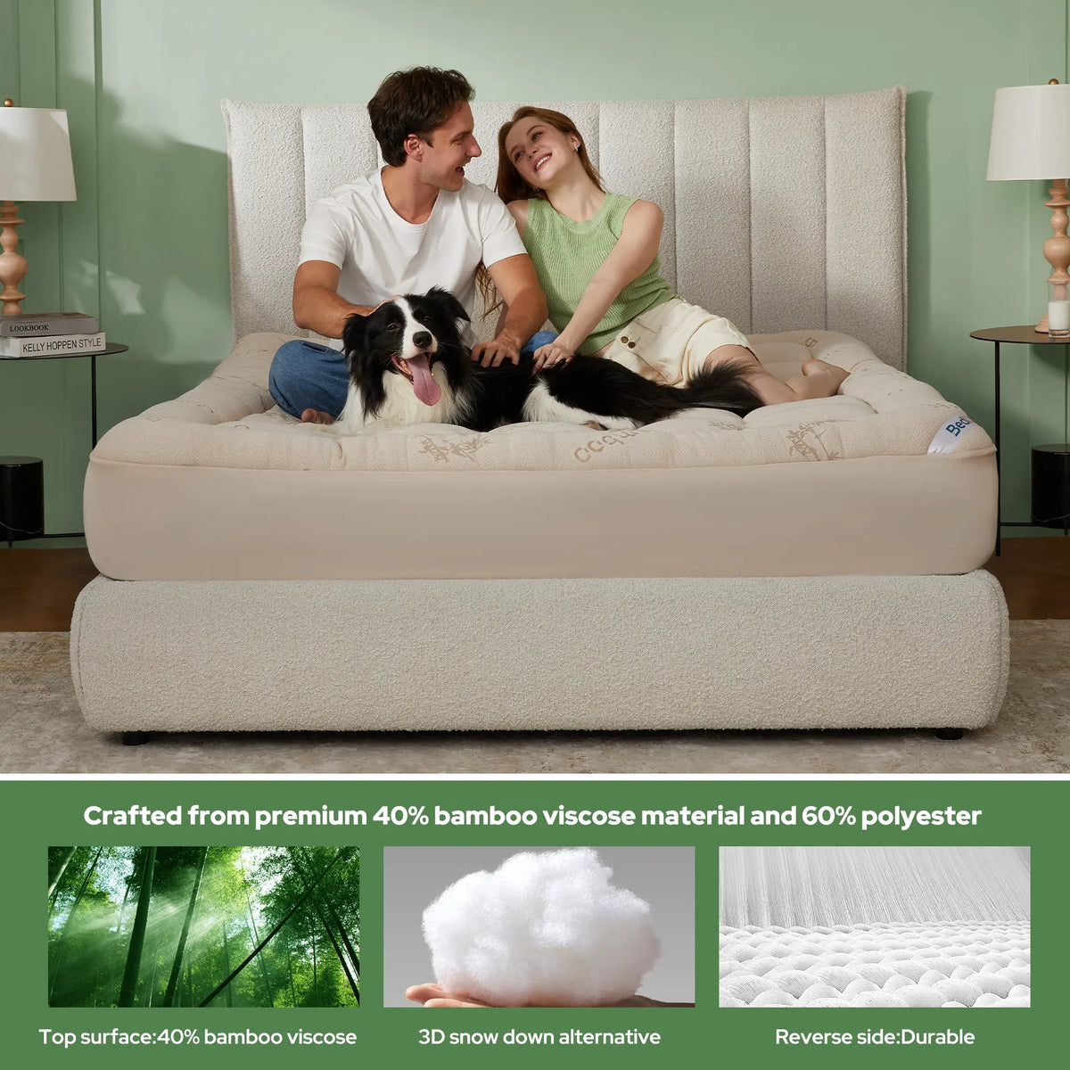 ☁️Cooling Mattress Topper for Back Pain - Extra Thick Fitted Sheet